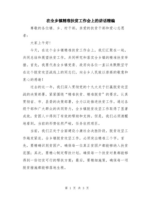 在全乡镇精准扶贫工作会上的讲话精编