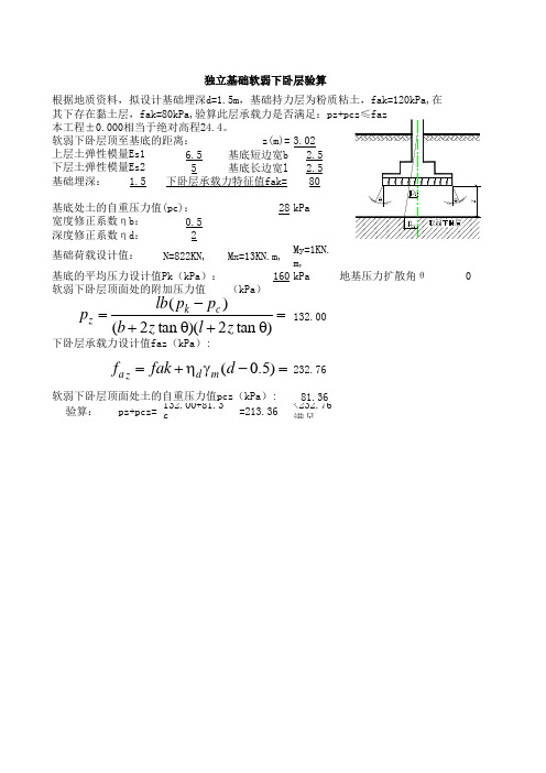 软弱下卧层验算exel计算公式(设计院专用)