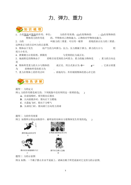 (word完整版)初二物理力、弹力、重力(学生版)