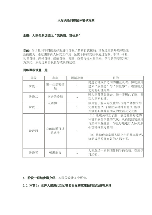 人际关系训练团体辅导方案