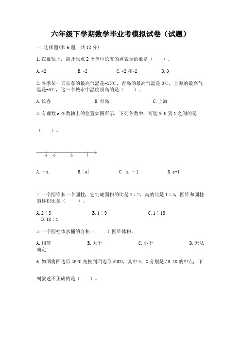 六年级下学期数学毕业考模拟试卷(试题)精品(全优)