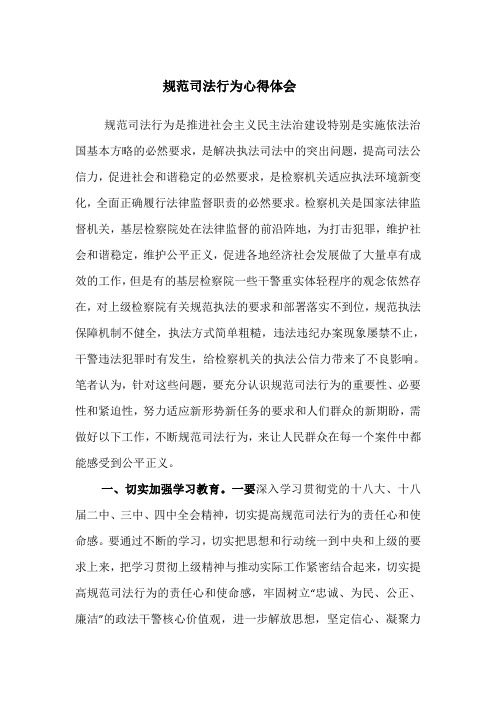 规范司法行为心得体会