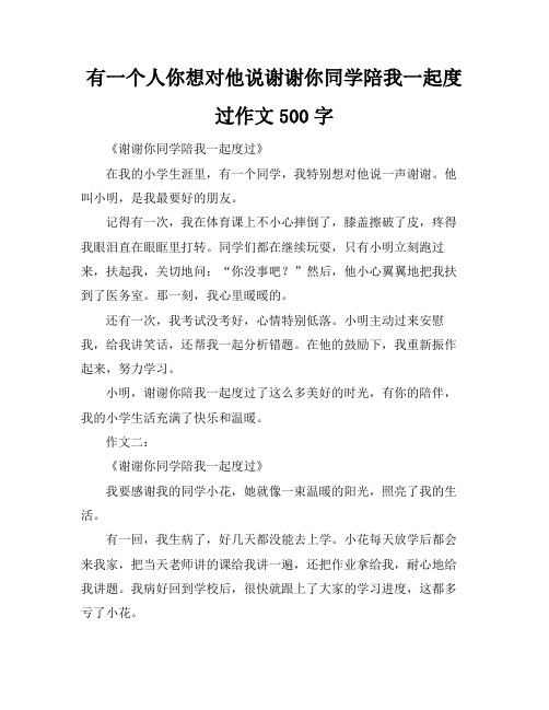 有一个人你想对他说谢谢你同学陪我一起度过作文500字