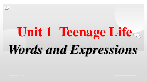 Unit 1 Teenage Life Words and Expressions 单词讲解课件