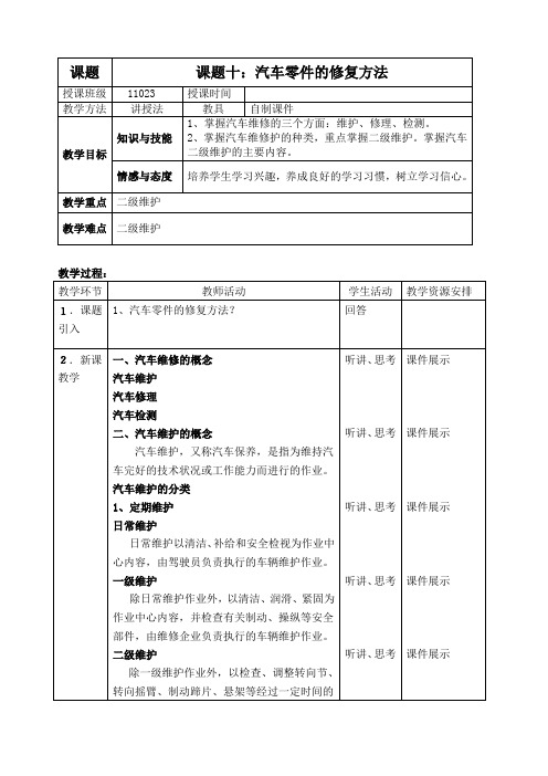 课题十汽车维修概论