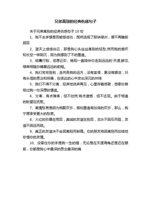 关于兄弟离别的经典伤感句子10句