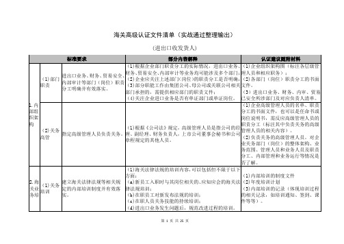 海关高级认证文件清单(实战通过整理输出)