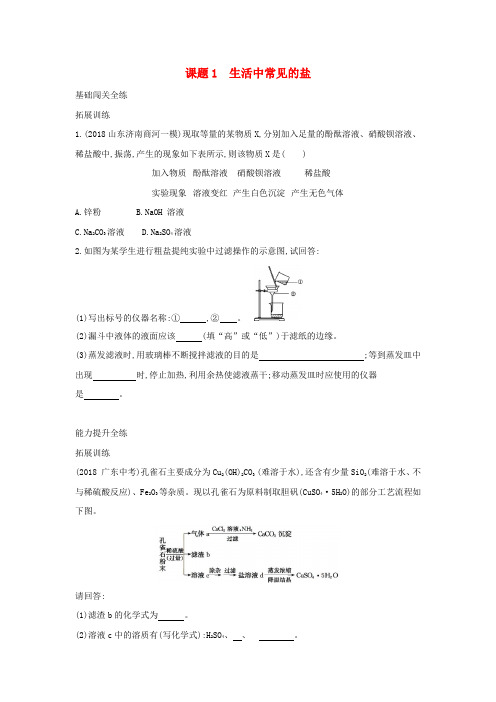 人教版九年级下册化学第十一单元《生活中常见的盐》练习题(附答案)