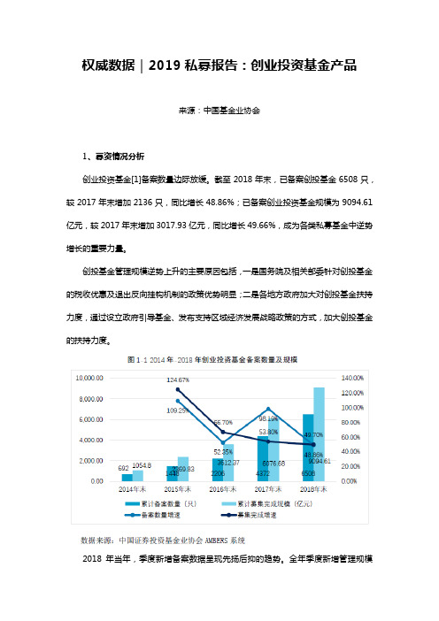 2019私募行业报告：创业投资基金产品