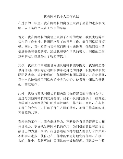 优秀网格长个人工作总结