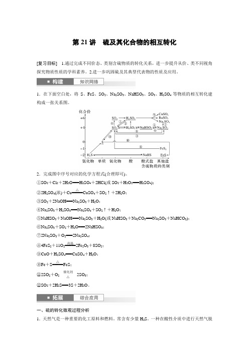 第5章 第21讲 硫及其化合物的相互转化(教师版)2025年高考化学一轮复习讲义(新人教版)