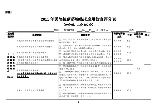 抗菌药物专项整治活动督导检查表