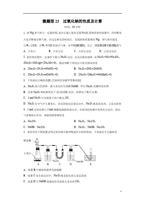 微题型23  过氧化钠的性质及计算(原卷版)