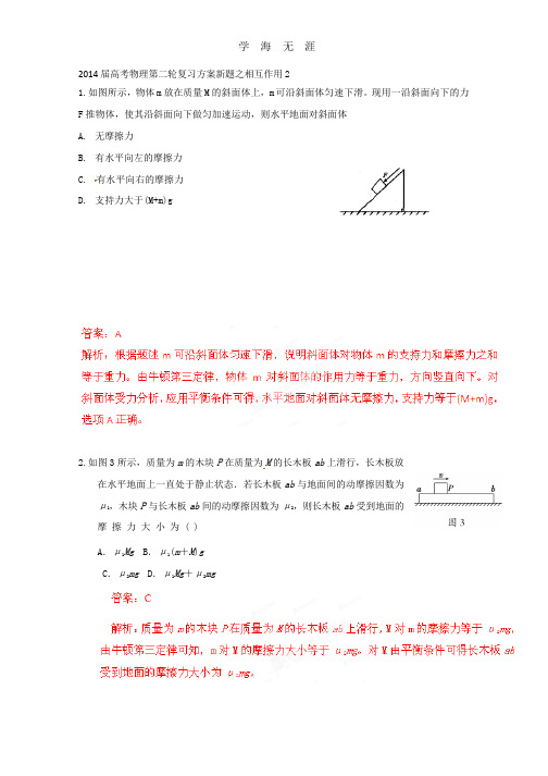 2014届高考物理第二轮复习方案新题之相互作用2.pptx