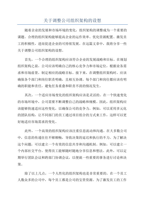 关于调整公司组织架构的设想