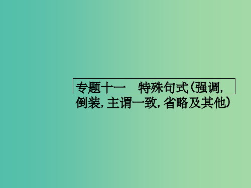 高考英语二轮复习 专题十一 特殊句式(强调,倒装,主谓一致,省略及其他)课件 (2)