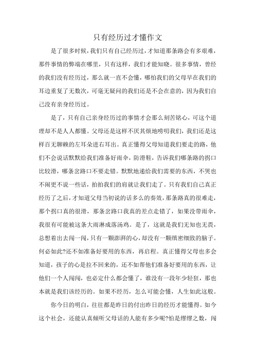 只有经历过才懂作文