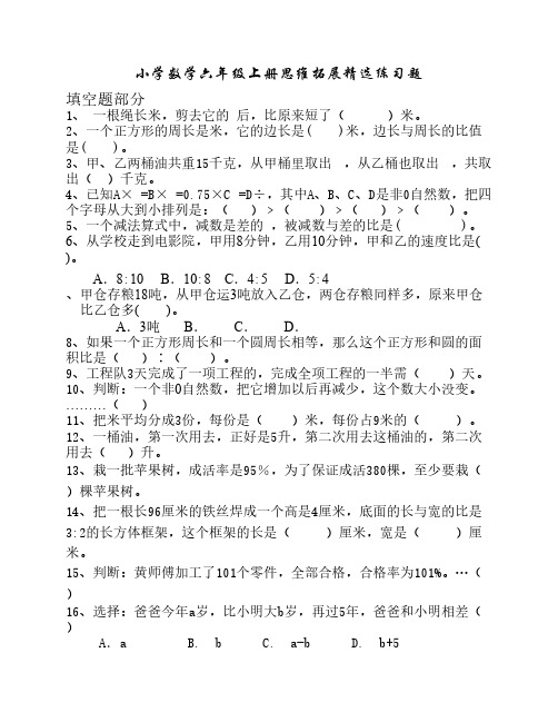 小学数学六年级上册思维拓 展精选练习题