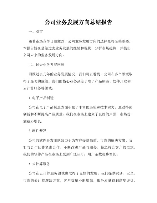 公司业务发展方向总结报告