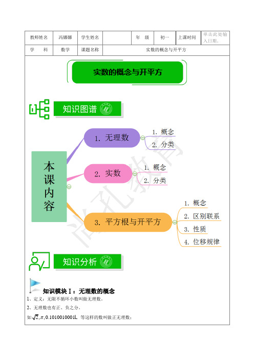 著名机构数学讲义寒假01-七年级基础版-实数的概念与开平方-学生版