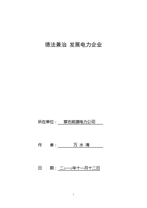 德法兼治 发展电力企业(万水清)