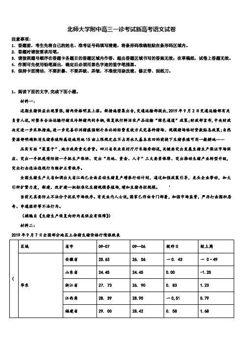 北师大学附中高三一诊考试新高考语文试卷及答案解析