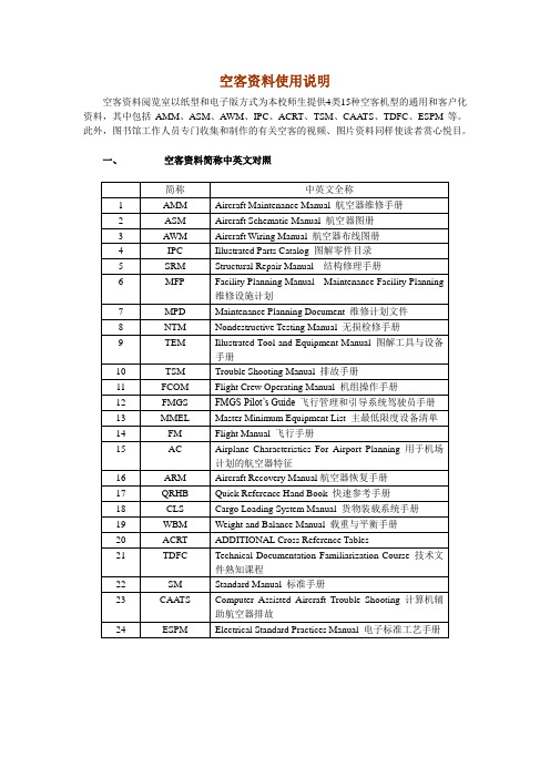 空客资料使用说明