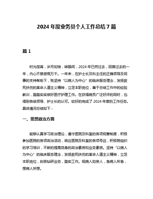 2024年度业务员个人工作总结7篇