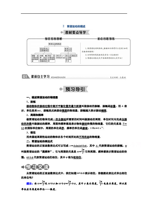 2020-2021学年高二人教版物理选修3-4学案：第十一章 2 简谐运动的描述 Word版含解析