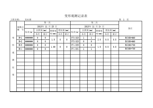 变形观测记录表