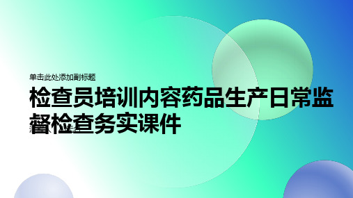 检查员培训内容药品生产日常监督检查务实课件