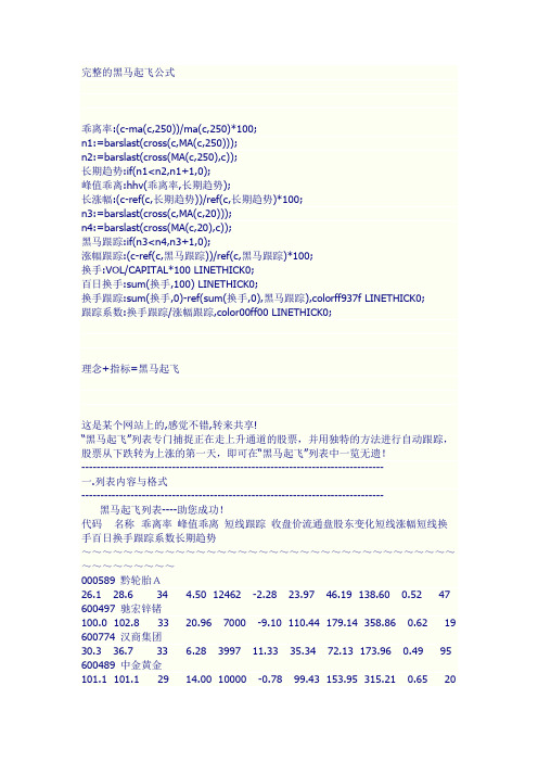 完整的黑马起飞公式解释