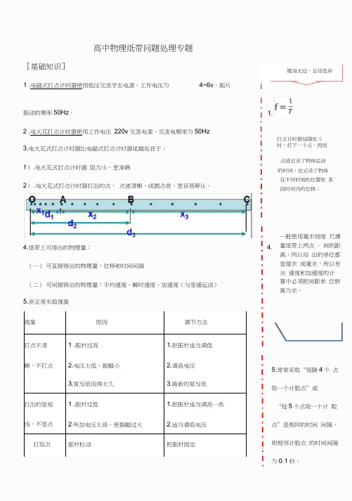 高中物理高三复习纸带问题处理专题