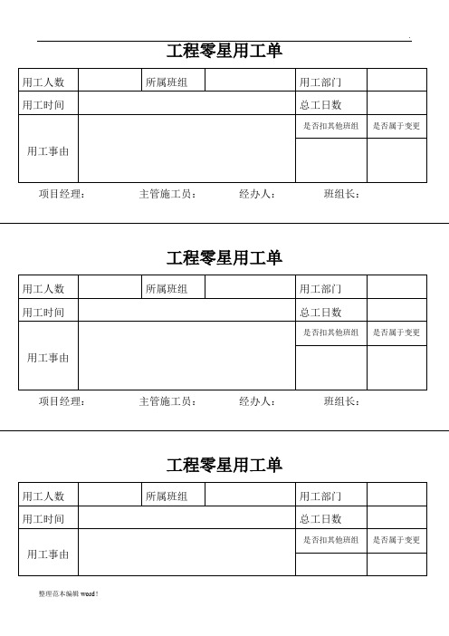 工程零星用工单