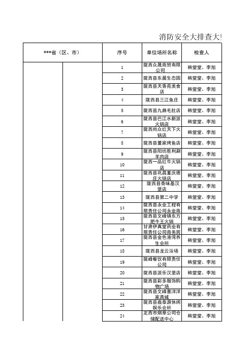 消防安全大陇西消防排查整治活动统计表