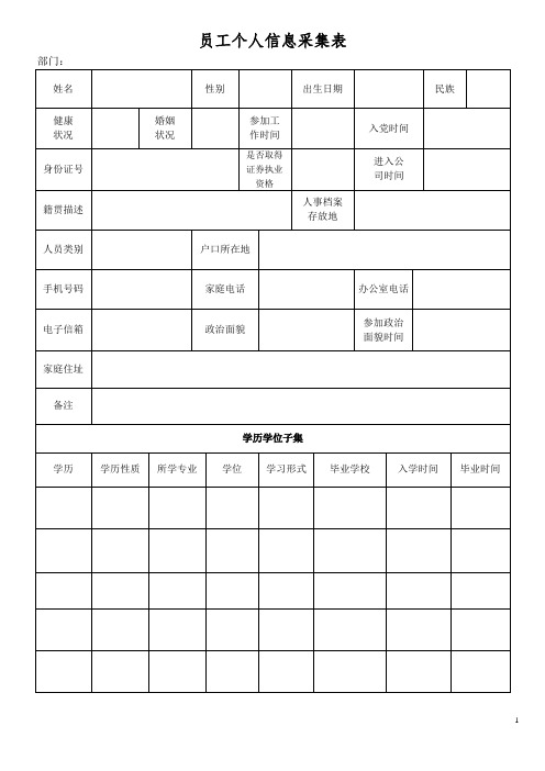 员工个人信息采集表