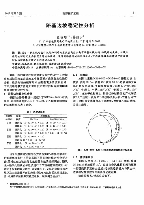 路基边坡稳定性分析