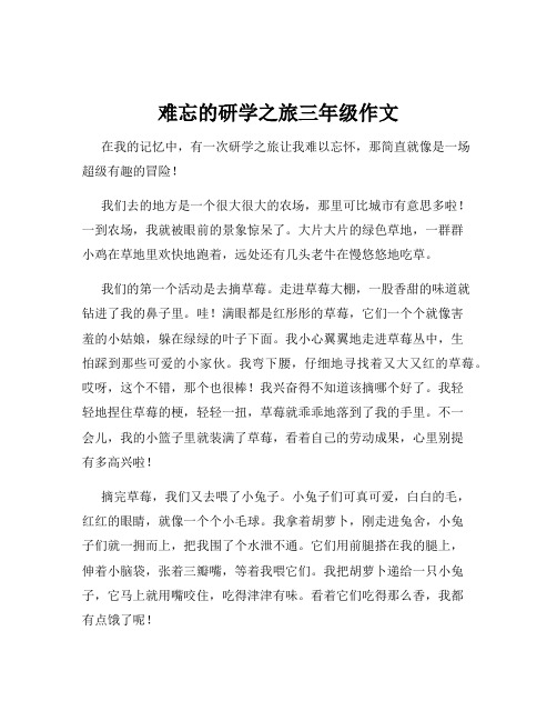 难忘的研学之旅三年级作文