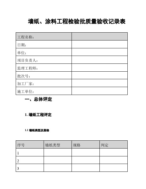 墙纸、涂料工程检验批质量验收记录表