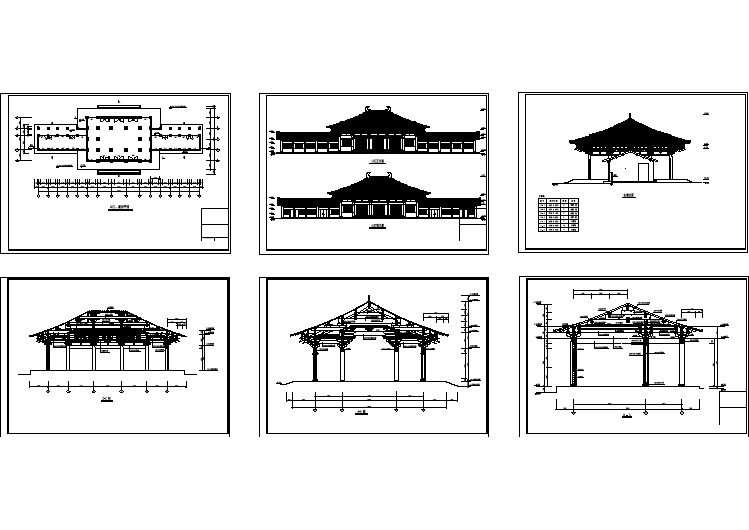 山门建筑施工平立剖面图（共6张）