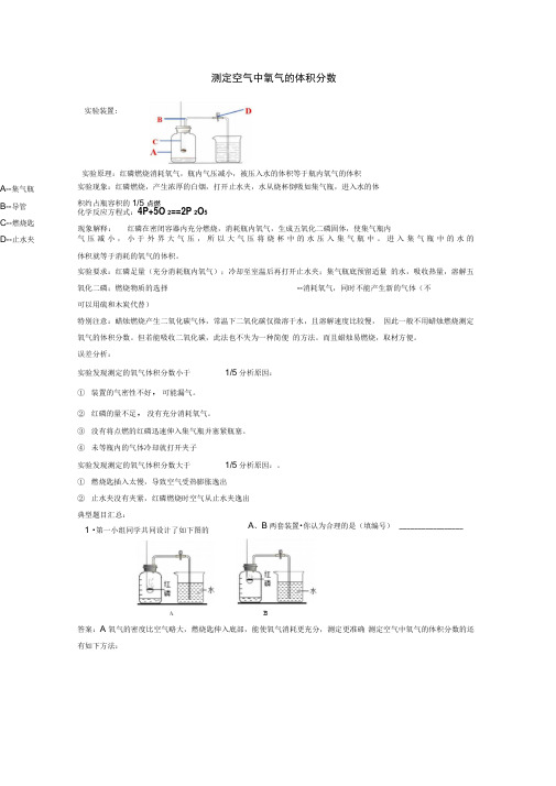 测定空气中氧气的体积分数探究汇总