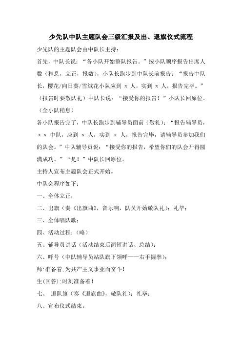 少先队中队主题队会仪式流程
