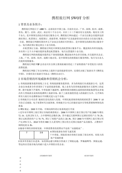 携程旅行网SWOT分析