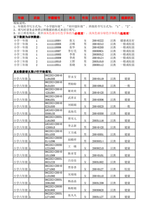 六年级CDC--学生基本信息模板