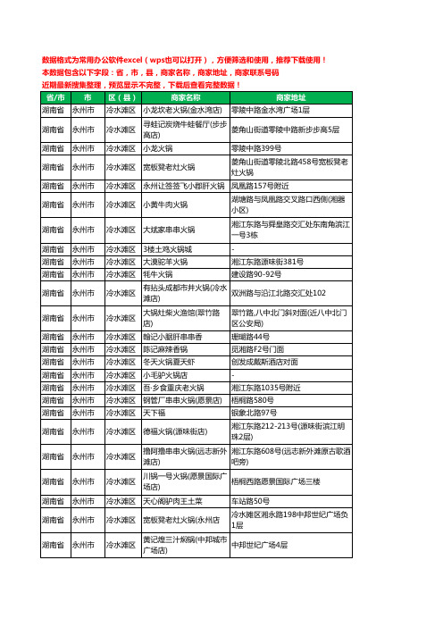 2020新版湖南省永州市冷水滩区火锅店工商企业公司商家名录名单联系电话号码地址大全57家