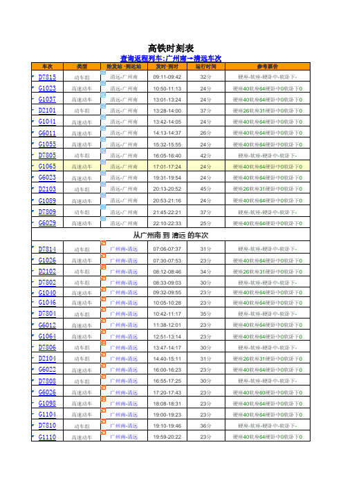 高铁时刻表