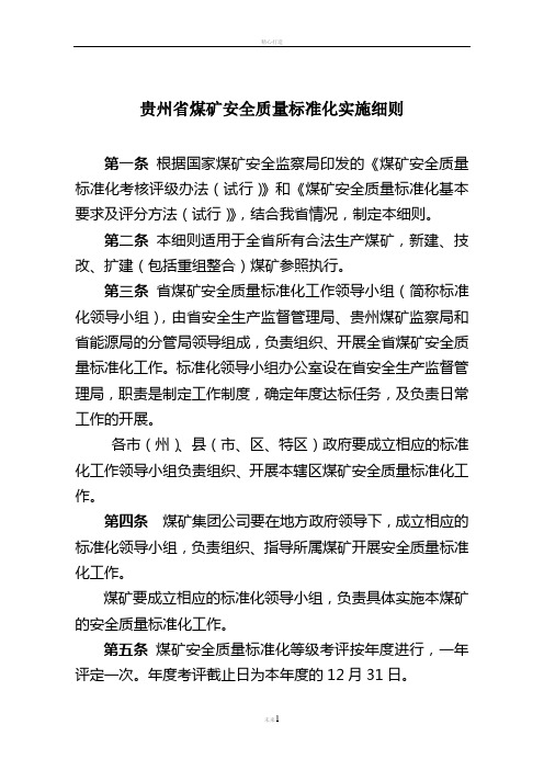 贵州省煤矿安全质量标准化实施细则(再修改版)