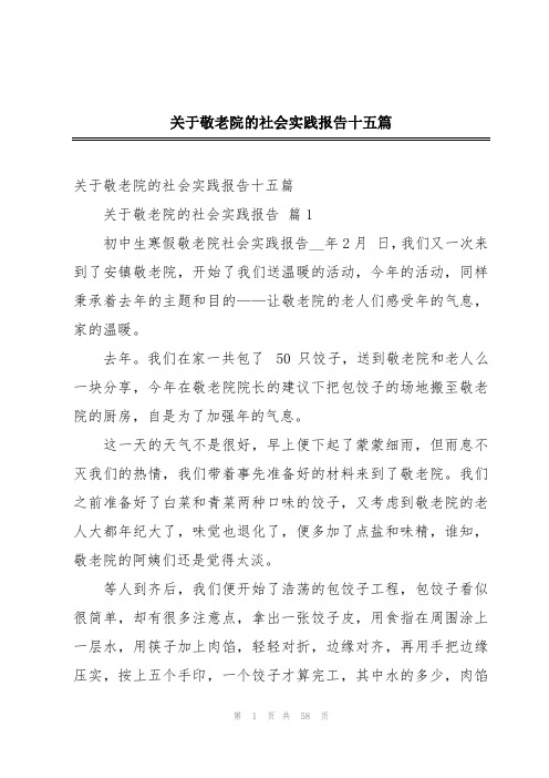 关于敬老院的社会实践报告十五篇