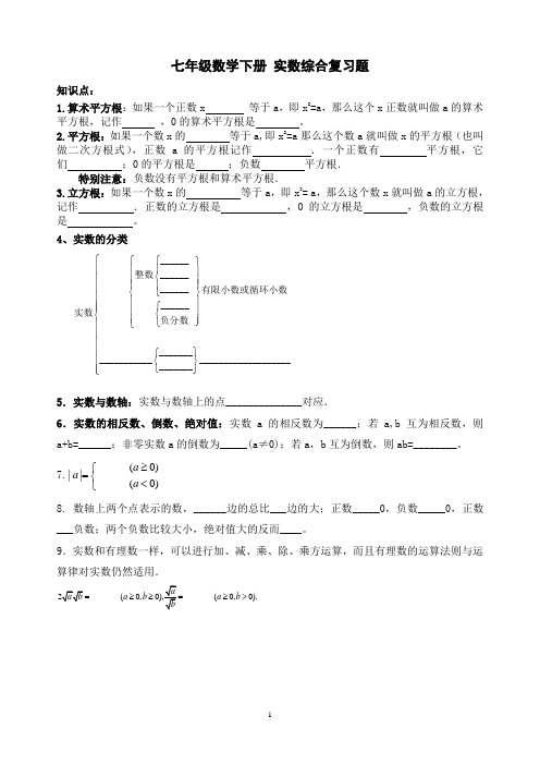 精品 七年级数学下册 实数综合复习题