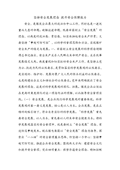 坚持安全发展理念 提升安全保障能力.doc